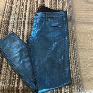 Metallic Blue Women's Jeans